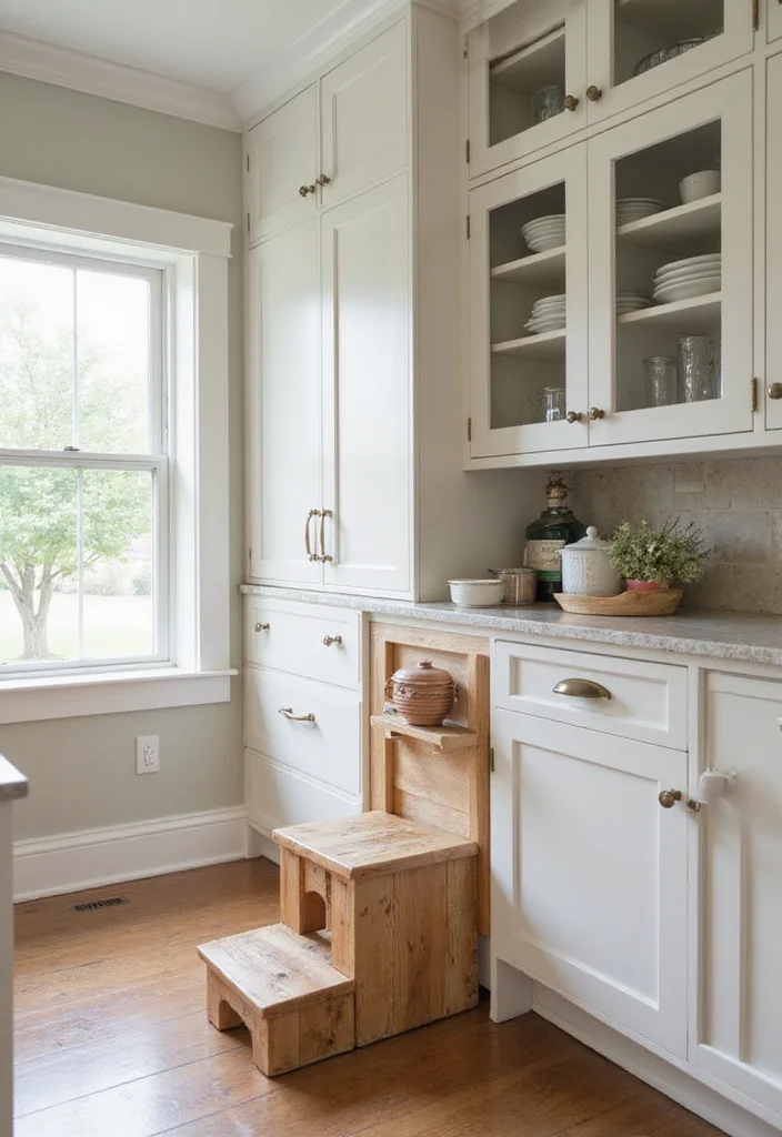 12 End of Kitchen Cabinet Ideas for Extra Storage Solutions - 11. Built-In Step Stool