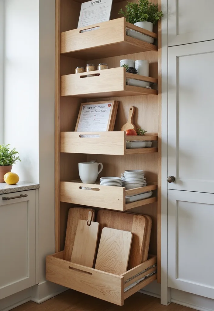 12 End of Kitchen Cabinet Ideas for Extra Storage Solutions - 12. Vertical Filing Systems