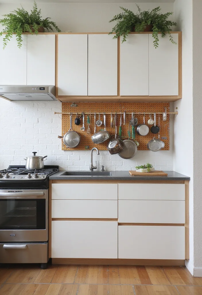 12 End of Kitchen Cabinet Ideas for Extra Storage Solutions - 2. Pegboard Magic