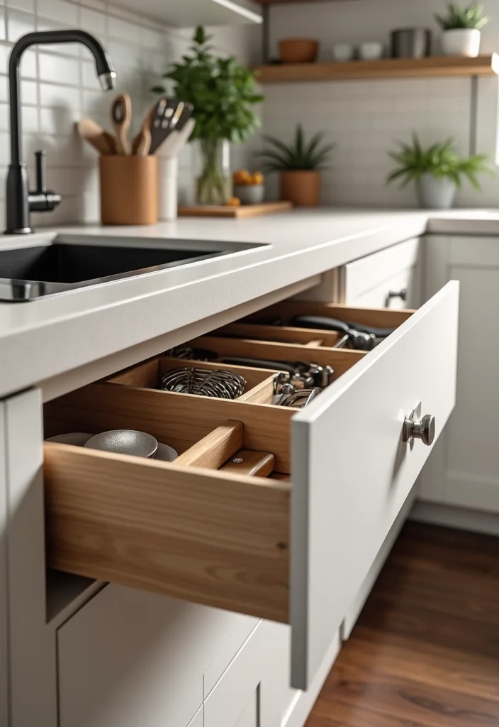 12 End of Kitchen Cabinet Ideas for Extra Storage Solutions - 3. Sliding Drawer Storage