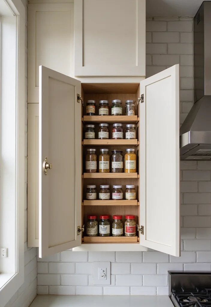 12 End of Kitchen Cabinet Ideas for Extra Storage Solutions - 6. Magnetic Spice Racks
