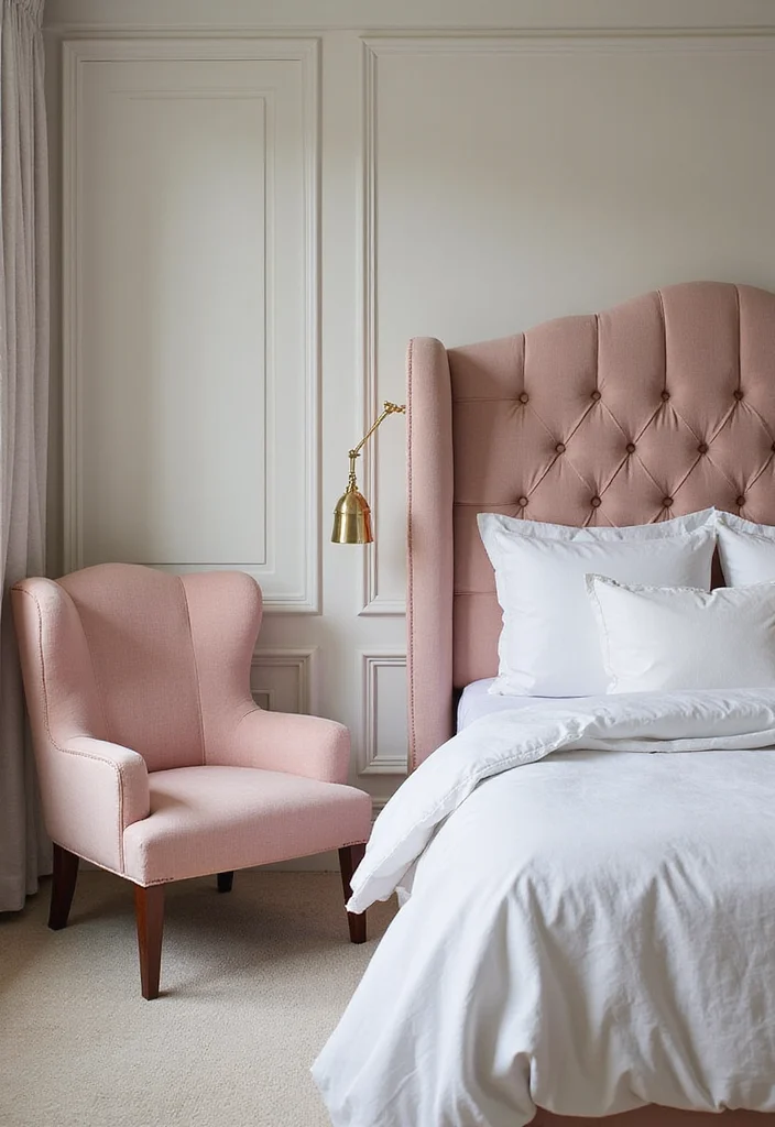 12 Feminine Bedroom Ideas with Soft Elegant Details - 10. Statement Furniture
