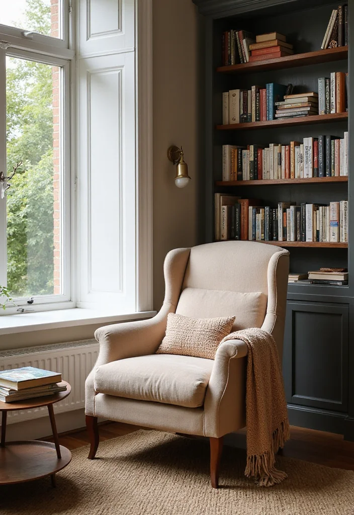 12 Gray and Beige Living Room Ideas for Balanced Neutrals - 10. Cozy Reading Nook