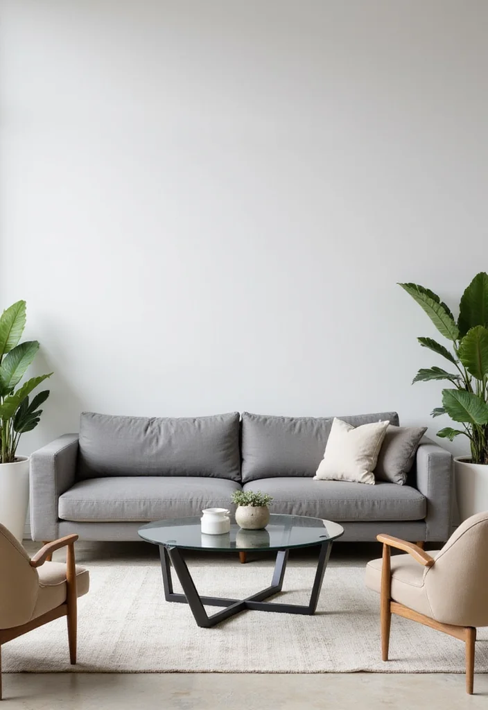 12 Gray and Beige Living Room Ideas for Balanced Neutrals - 3. Modern Minimalist Furniture Selection