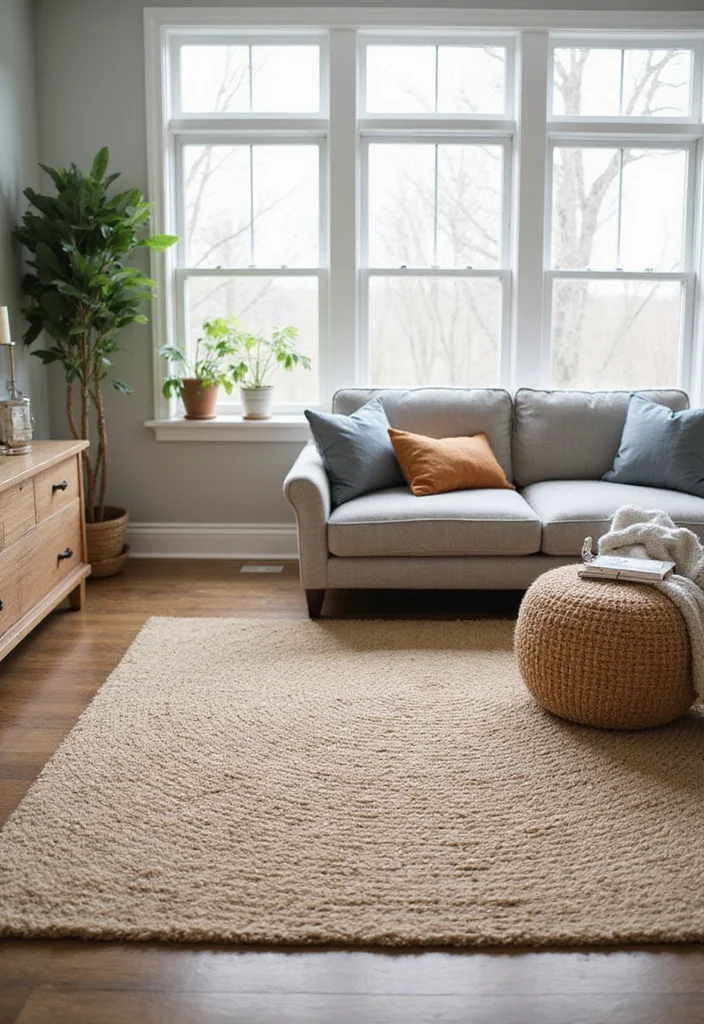12 Gray and Beige Living Room Ideas for Balanced Neutrals - 6. Cozy Rugs for Comfort