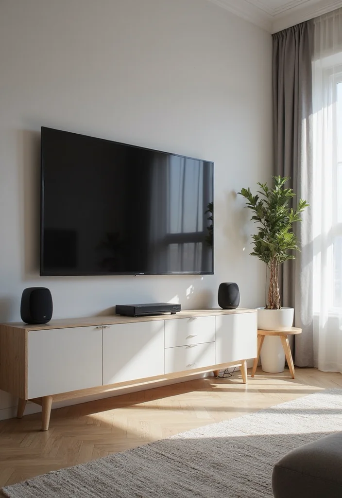 12 Grey Black and White Living Room Ideas for Sleek Contrast 111 12 Grey Black and White Living Room Ideas for Sleek Contrast - 11. Integrated Tech Solutions