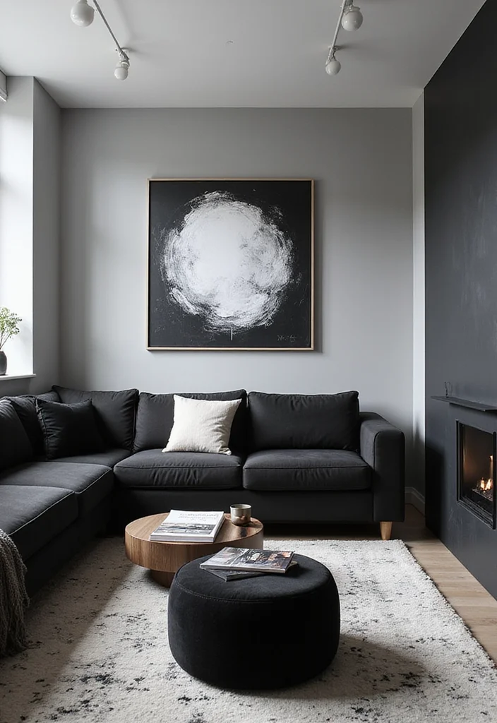 12 Grey Black and White Living Room Ideas for Sleek Contrast 12 12 Grey Black and White Living Room Ideas for Sleek Contrast - 2. Bold Black Accents