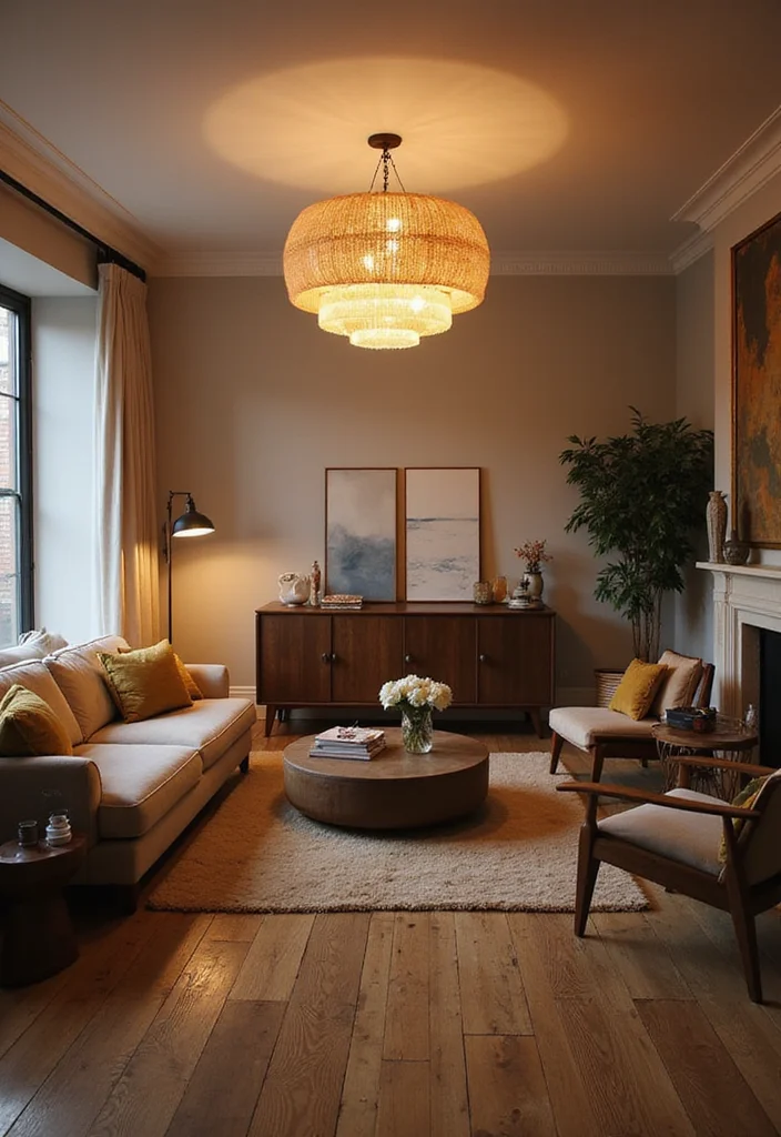 12 Grey Black and White Living Room Ideas for Sleek Contrast 67 12 Grey Black and White Living Room Ideas for Sleek Contrast - 7. Statement Lighting