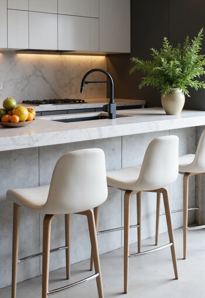 12 Kitchen Bar Counter Ideas for Casual Eating and Entertaining 1 12 Kitchen Bar Counter Ideas for Casual Eating and Entertaining - 1. Sleek Marble Bar Counter