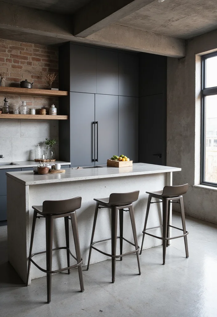 12 Kitchen Bar Counter Ideas for Casual Eating and Entertaining 23 12 Kitchen Bar Counter Ideas for Casual Eating and Entertaining - 3. Minimalist Concrete Bar