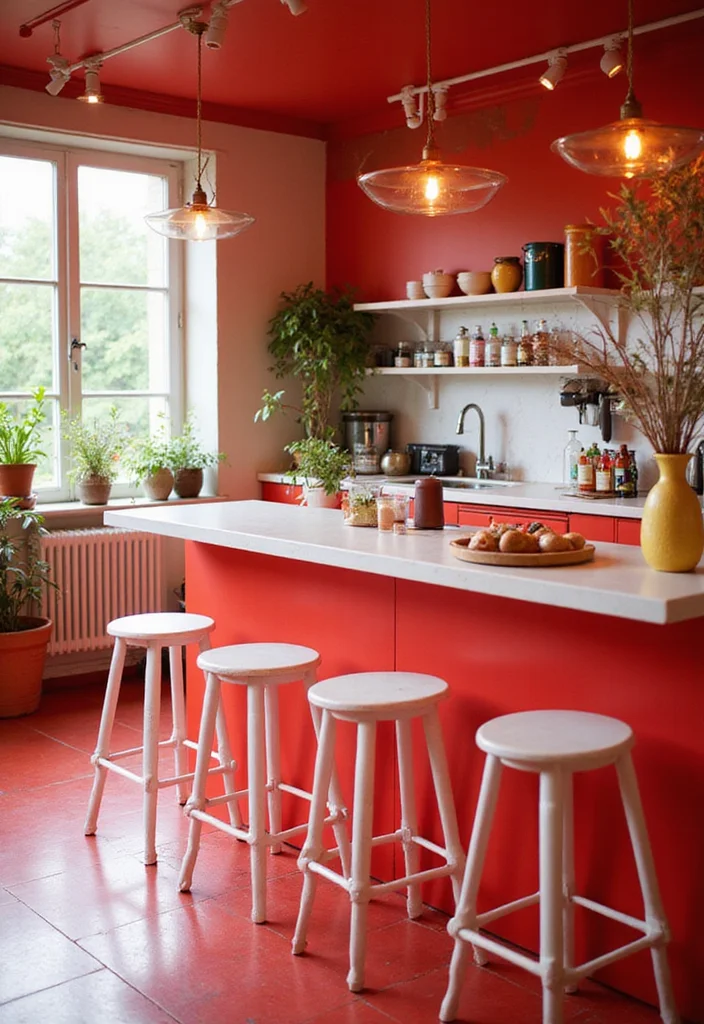 12 Kitchen Bar Counter Ideas for Casual Eating and Entertaining 34 12 Kitchen Bar Counter Ideas for Casual Eating and Entertaining - 4. Brightly Colored Counters