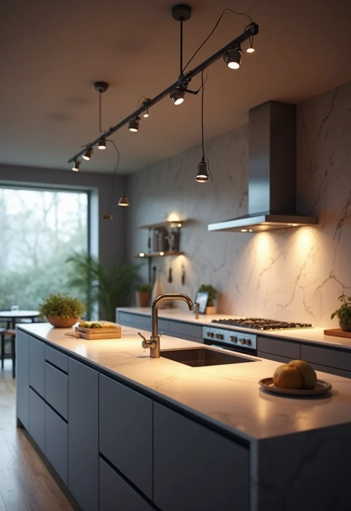 12 Kitchen Track Lighting Ideas for Better Task and Accent Light 34 12 Kitchen Track Lighting Ideas for Better Task and Accent Light - 4. Flexible Gimbal Track Lighting