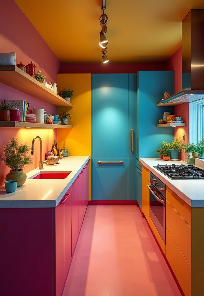 12 Kitchen Track Lighting Ideas for Better Task and Accent Light 89 12 Kitchen Track Lighting Ideas for Better Task and Accent Light - 9. Colorful Track Lighting