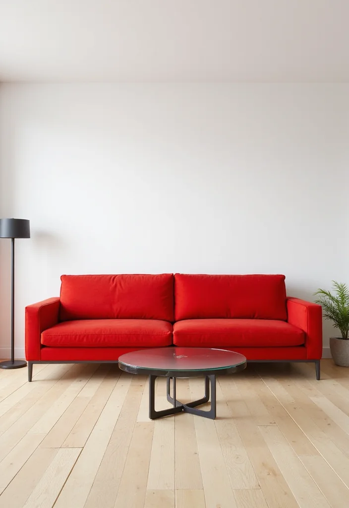 12 Red Couch Living Room Ideas with Modern Vibrant Style - 1. Embrace a Minimalist Approach