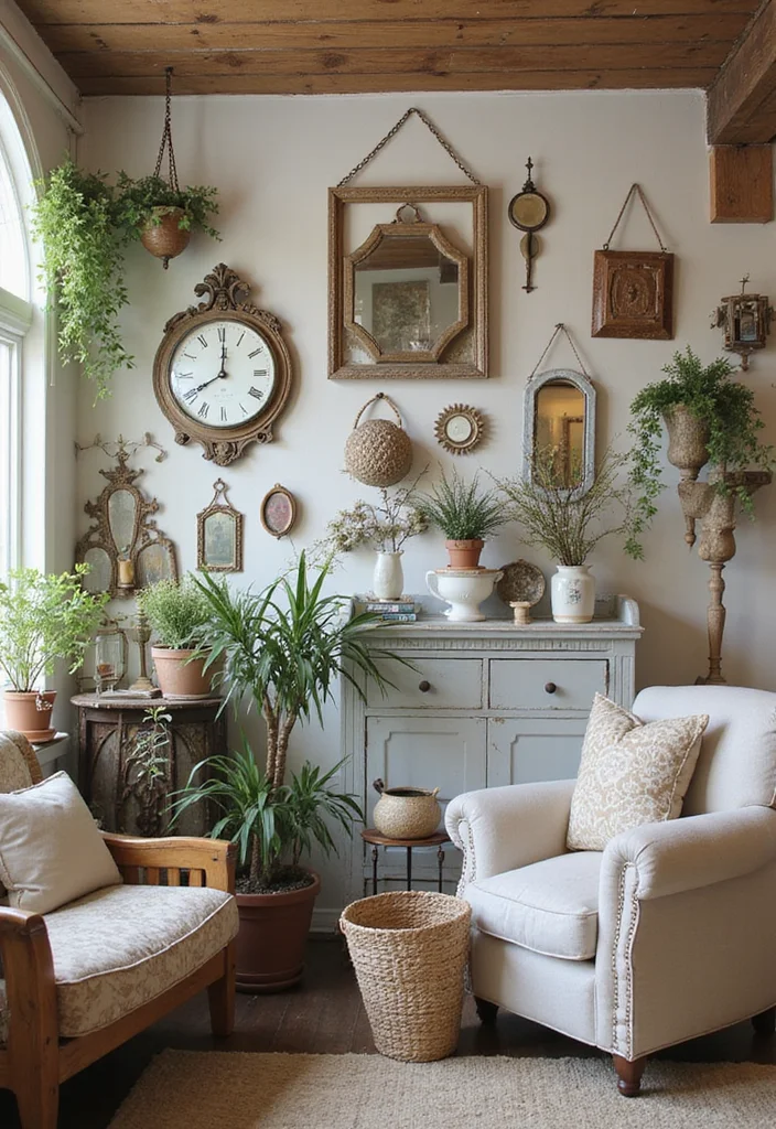 12 Shabby Chic Living Room Ideas for Soft Vintage Charm - 6. Antique Accessories