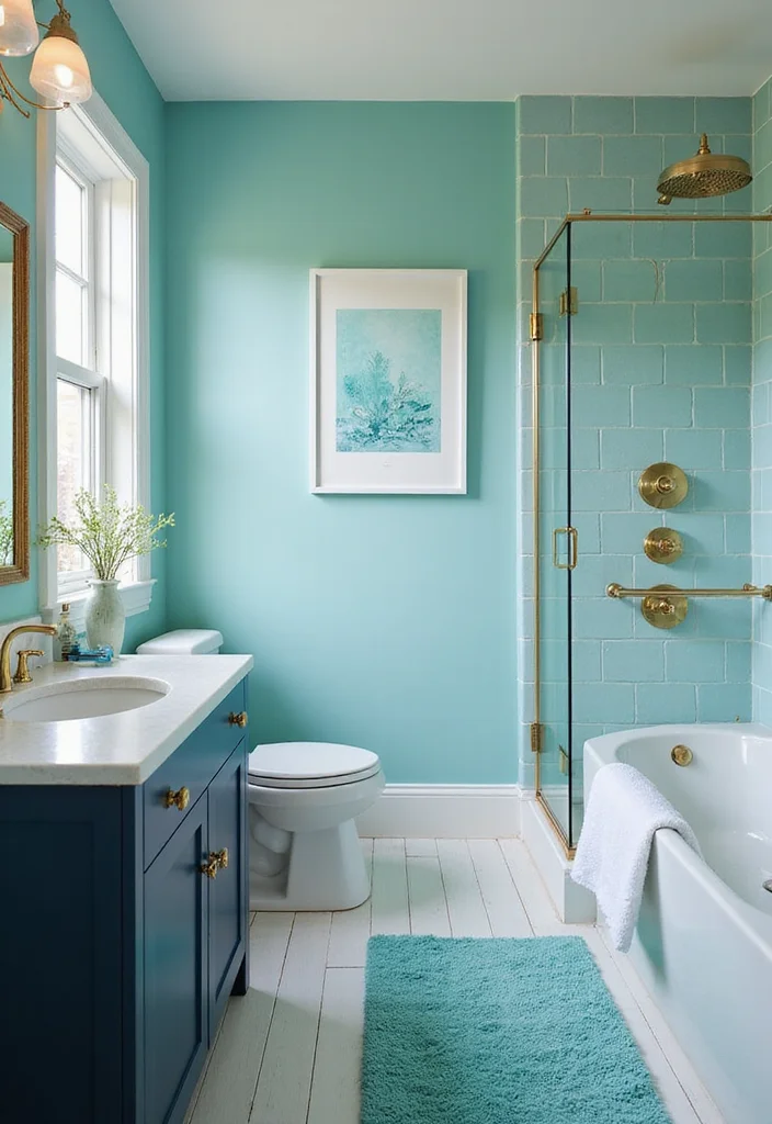 12 Small Blue Bathroom Ideas to Brighten and Open Your Space 1 12 Small Blue Bathroom Ideas to Brighten and Open Your Space - 1. Ocean-Inspired Color Palette