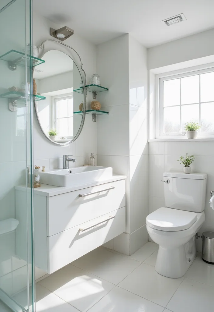 12 Small Blue Bathroom Ideas to Brighten and Open Your Space 23 12 Small Blue Bathroom Ideas to Brighten and Open Your Space - 3. Light-Reflecting Surfaces