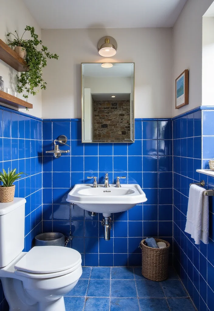 12 Small Blue Bathroom Ideas to Brighten and Open Your Space 34 12 Small Blue Bathroom Ideas to Brighten and Open Your Space - 4. Bold Blue Tiles