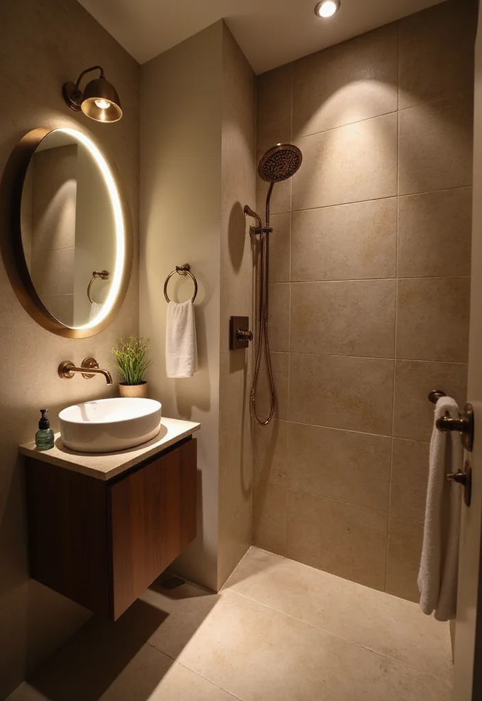 12 Small Blue Bathroom Ideas to Brighten and Open Your Space 89 12 Small Blue Bathroom Ideas to Brighten and Open Your Space - 9. Clever Lighting