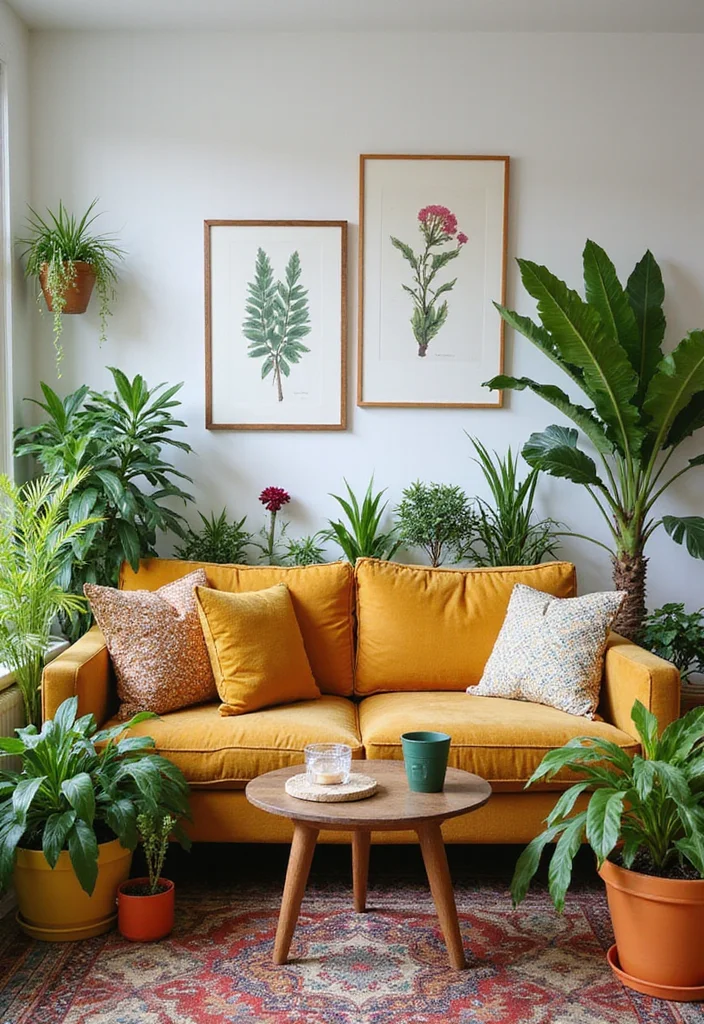 12 Tan Sofa Living Room Ideas for Warm Neutral Style - 4. Bright Botanical Touches