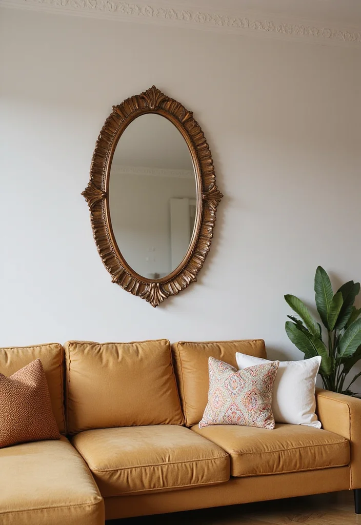 12 Tan Sofa Living Room Ideas for Warm Neutral Style - 9. Use of Mirrors