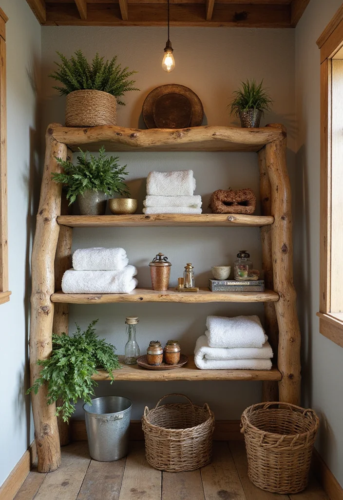 12 Western Bathroom Ideas That Bring Ranch Style Indoors - 4. Rustic Wood Shelving
