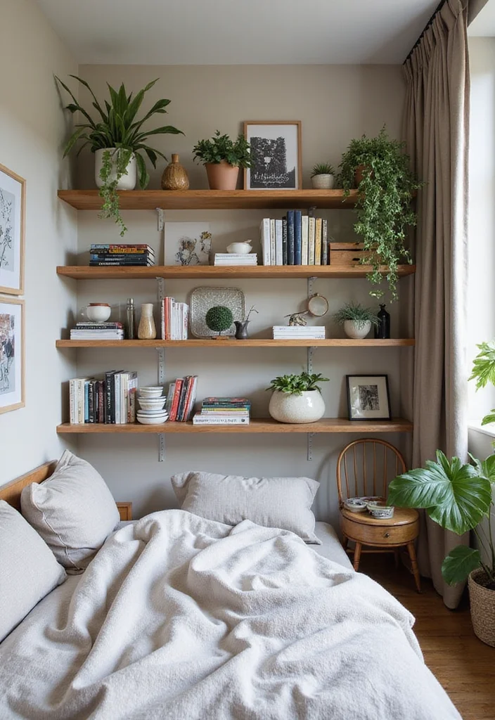 14 Bedroom Wall Shelf Ideas for Storage and Decor 111 14 Bedroom Wall Shelf Ideas for Storage and Decor - 11. Multi-Tiered Shelving for Layered Decor