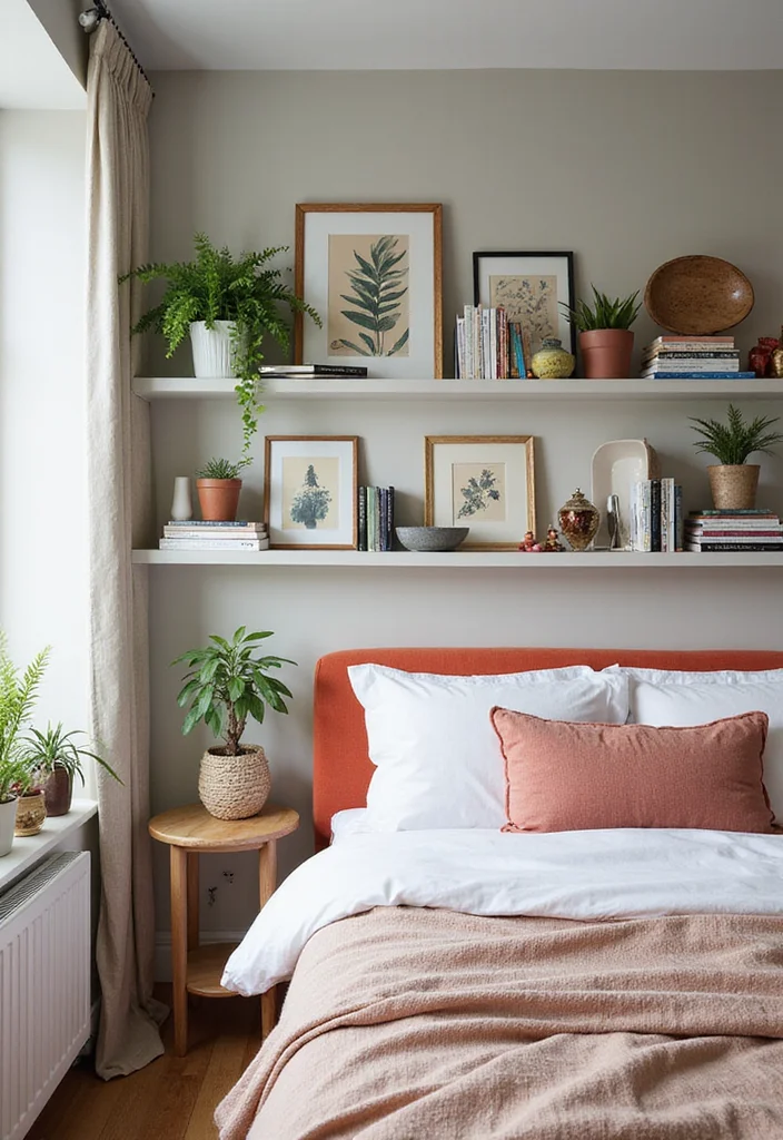 14 Bedroom Wall Shelf Ideas for Storage and Decor 23 14 Bedroom Wall Shelf Ideas for Storage and Decor - 3. Ledge Shelving for a Display Area