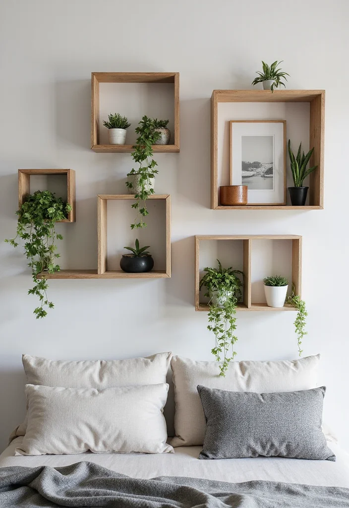 14 Bedroom Wall Shelf Ideas for Storage and Decor 67 14 Bedroom Wall Shelf Ideas for Storage and Decor - 7. Box Shelves for Geometric Appeal