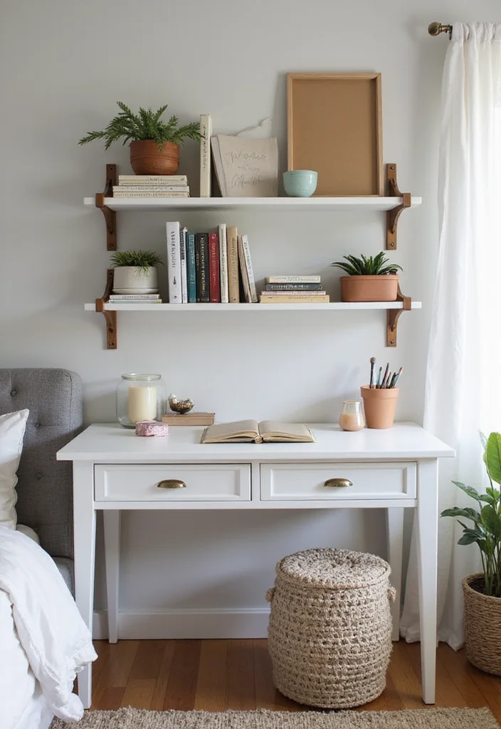 14 Bedroom Wall Shelf Ideas for Storage and Decor 89 14 Bedroom Wall Shelf Ideas for Storage and Decor - 9. Wall-Mounted Desk Shelves for a Functional Touch