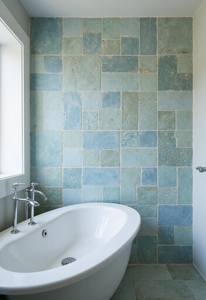 14 Blue Bathroom Tile Ideas That Add Fresh Color and Texture 45 14 Blue Bathroom Tile Ideas That Add Fresh Color and Texture - 5. Ocean-Inspired Ceramic Tiles
