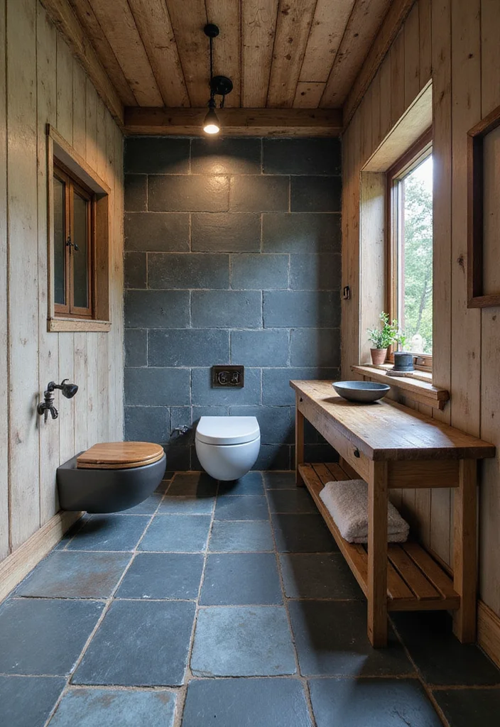 14 Blue Bathroom Tile Ideas That Add Fresh Color and Texture 89 14 Blue Bathroom Tile Ideas That Add Fresh Color and Texture - 9. Rustic Blue Slate Tiles