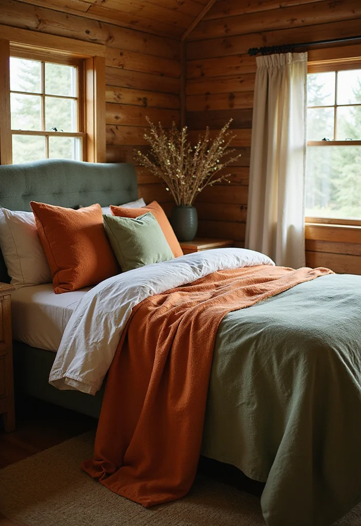 14 Cabin Bedroom Ideas for Rustic Warmth and Charm - 1. Embrace Earthy Color Palettes
