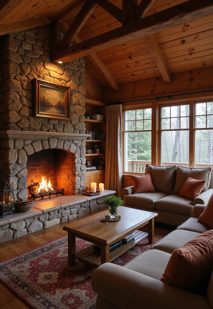 14 Cabin Bedroom Ideas for Rustic Warmth and Charm - 11. Warm Fireplaces