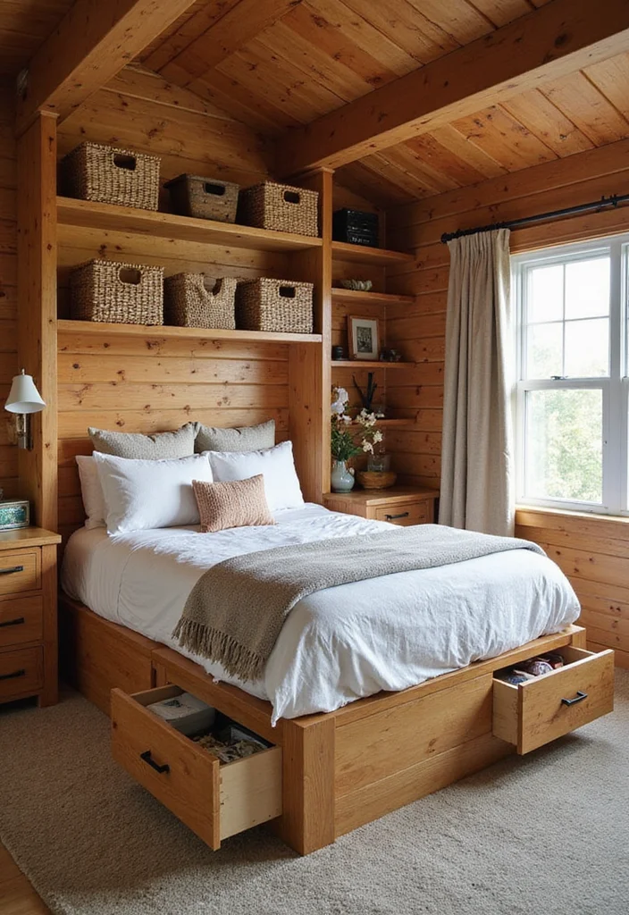 14 Cabin Bedroom Ideas for Rustic Warmth and Charm - 12. Efficient Storage Solutions