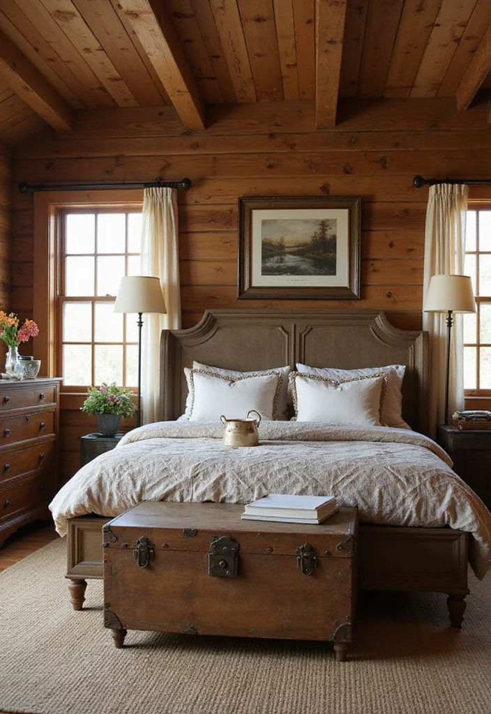 14 Cabin Bedroom Ideas for Rustic Warmth and Charm - 8. Vintage Touches