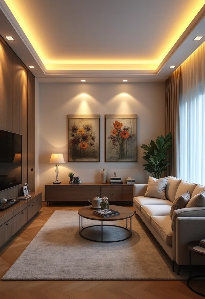 14 Crown Molding Ideas for Living Rooms with Subtle Elegance 45 14 Crown Molding Ideas for Living Rooms with Subtle Elegance - 5. Crown Molding with Integrated Lighting