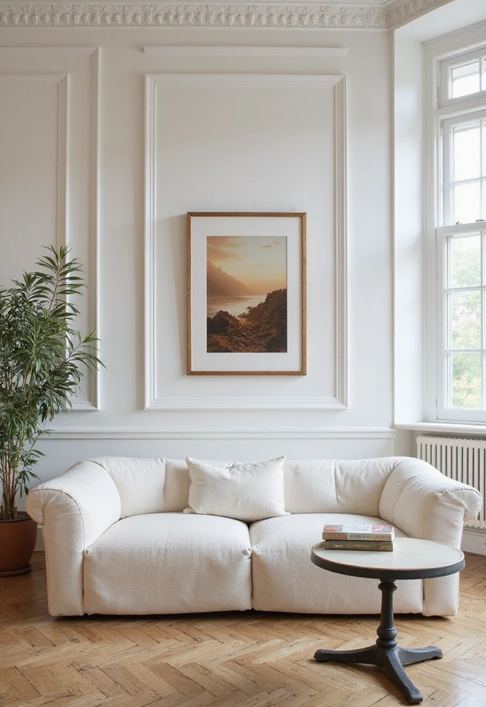 14 Crown Molding Ideas for Living Rooms with Subtle Elegance 89 14 Crown Molding Ideas for Living Rooms with Subtle Elegance - 9. Crown Molding to Frame Artwork