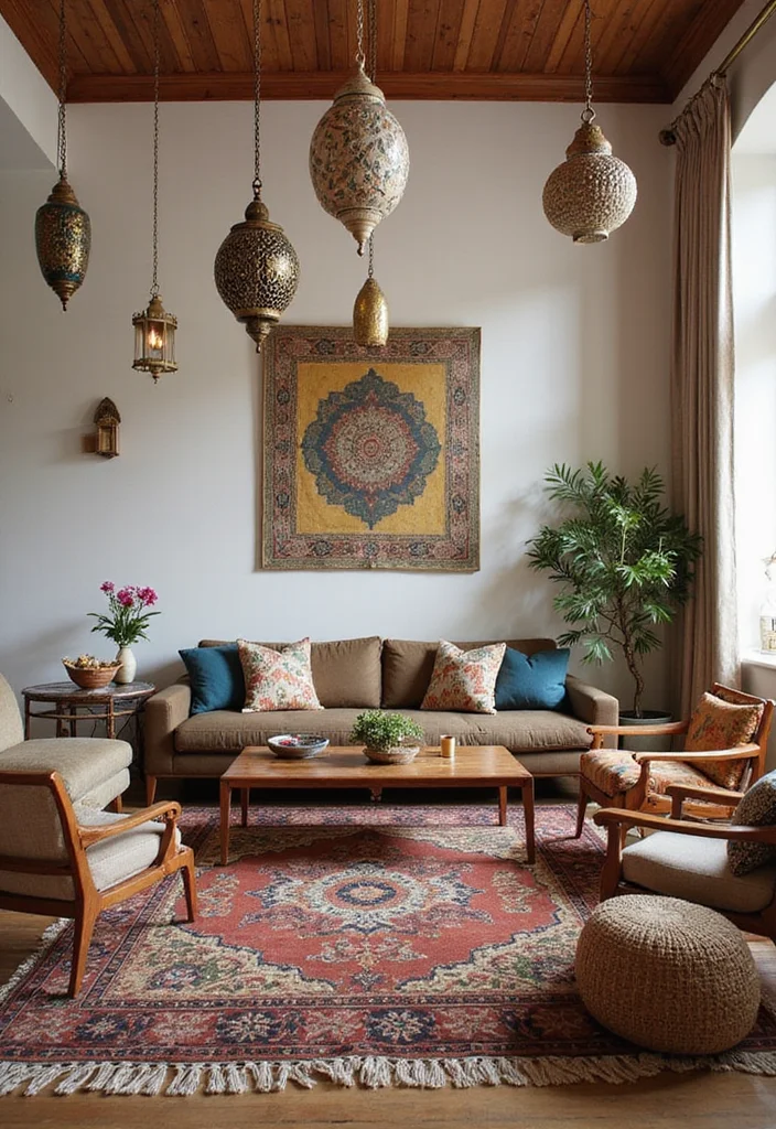 14 Eclectic Living Room Ideas for Character and Creativity - 13. Global Inspirations: A Worldly Touch