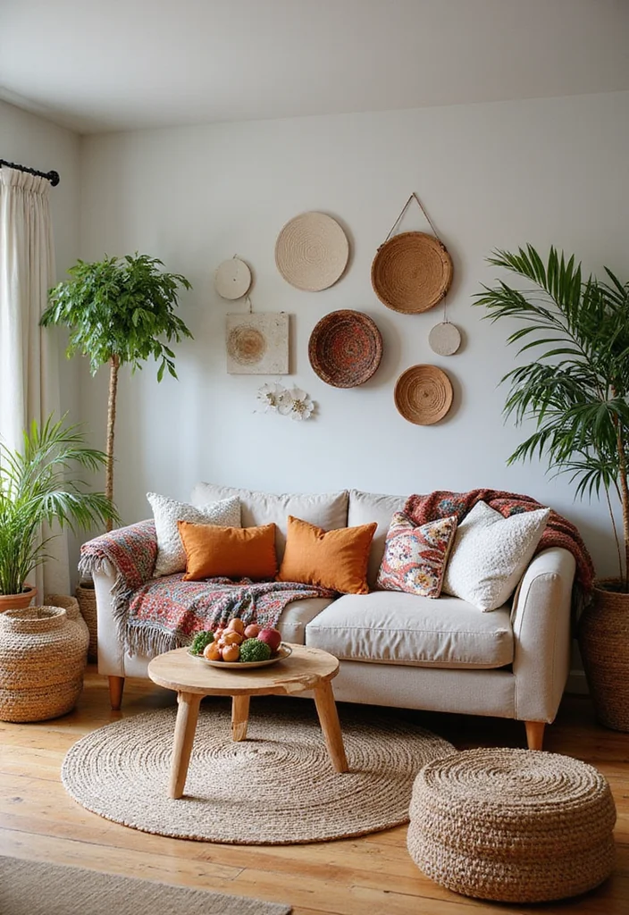 14 Eclectic Living Room Ideas for Character and Creativity - 3. Bohemian Accents: Cozy and Comfy