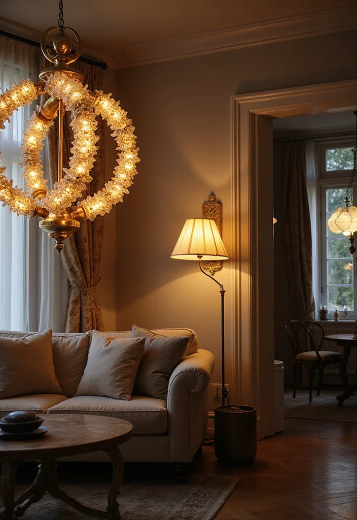 14 Eclectic Living Room Ideas for Character and Creativity - 5. Unique Lighting Fixtures: Illuminate with Style