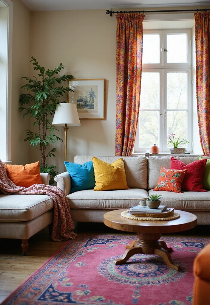 14 Eclectic Living Room Ideas for Character and Creativity - 6. Colorful Accents: Spice It Up!