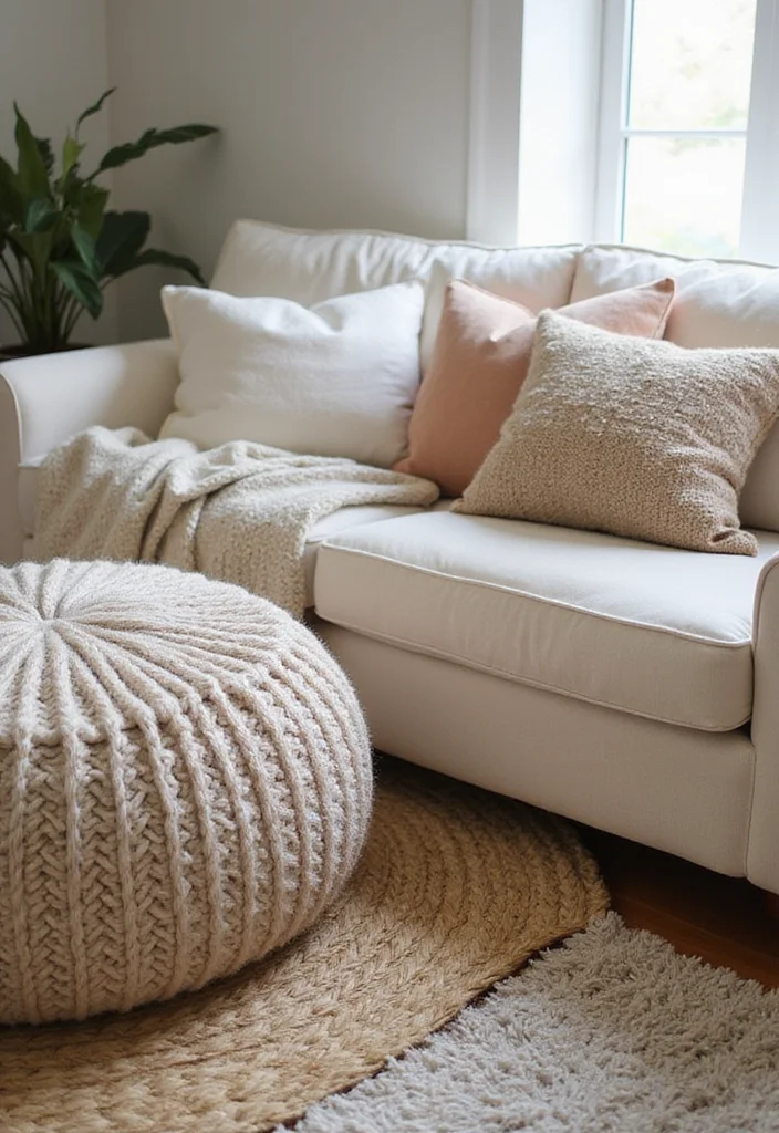14 Eclectic Living Room Ideas for Character and Creativity - 7. Layered Textures: A Cozy Touch