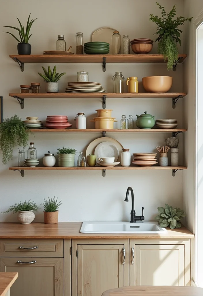 14 Joanna Gaines Kitchen Ideas for Cozy Modern Farmhouse Style - 1. Open Shelving with Rustic Charm