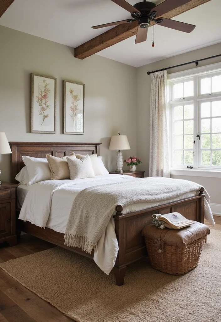 14 King Bedroom Ideas for Spacious Comfortable Layouts 10. Timeless Farmhouse Style