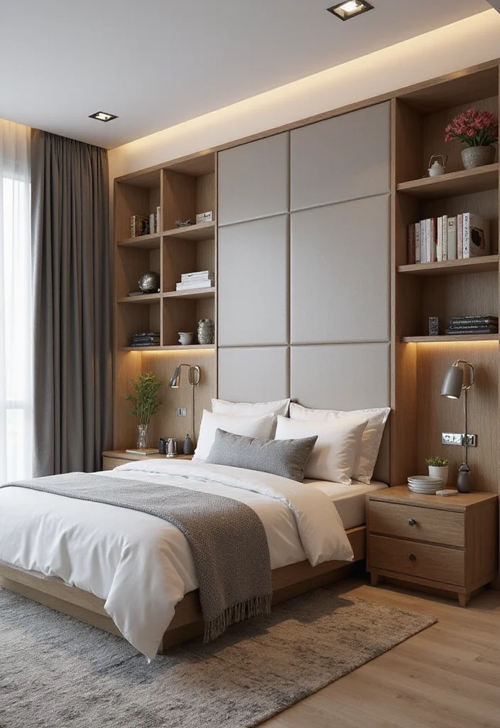 14 King Bedroom Ideas for Spacious Comfortable Layouts 14. Smart Spaces with Multifunctional Furniture
