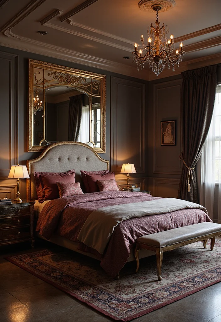 14 King Bedroom Ideas for Spacious Comfortable Layouts 2. Glamorous Metallic Accents