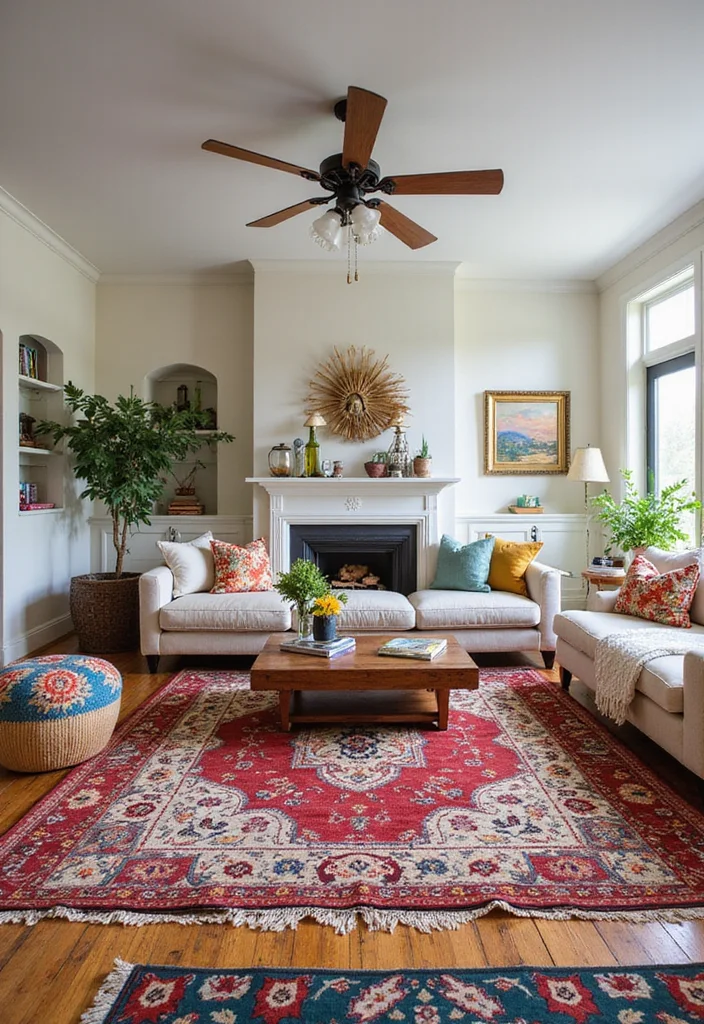 14 Split Level Living Room Ideas for Better Flow and Function - 5. Mixing Patterns for a Unique Twist