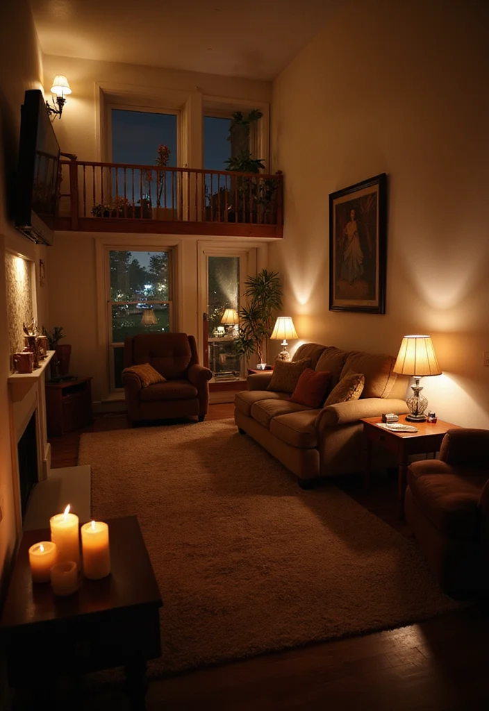 14 Split Level Living Room Ideas for Better Flow and Function - 7. Soft Lighting for Relaxation