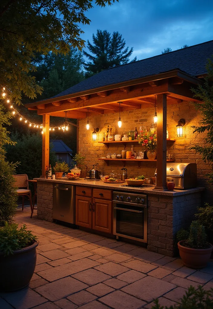 14 Summer Kitchen Ideas for Breezy Outdoor Cooking 78 14 Summer Kitchen Ideas for Breezy Outdoor Cooking 8. Ambient Lighting for Evening Cooking